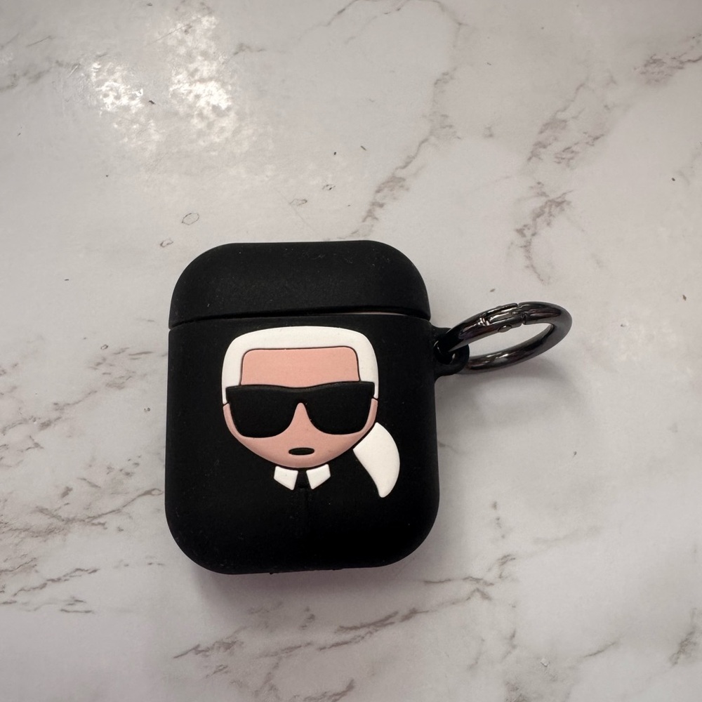 Karl Lagerfeld Black AirPods Case with Iconic Graphic